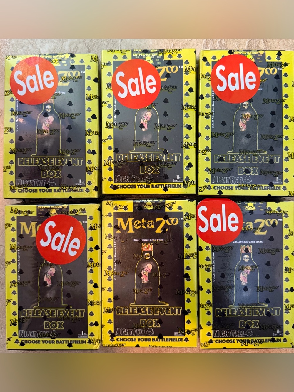 Bundle Lot of 6 New Sealed MetaZoo Release Event Box - Yellow & Black